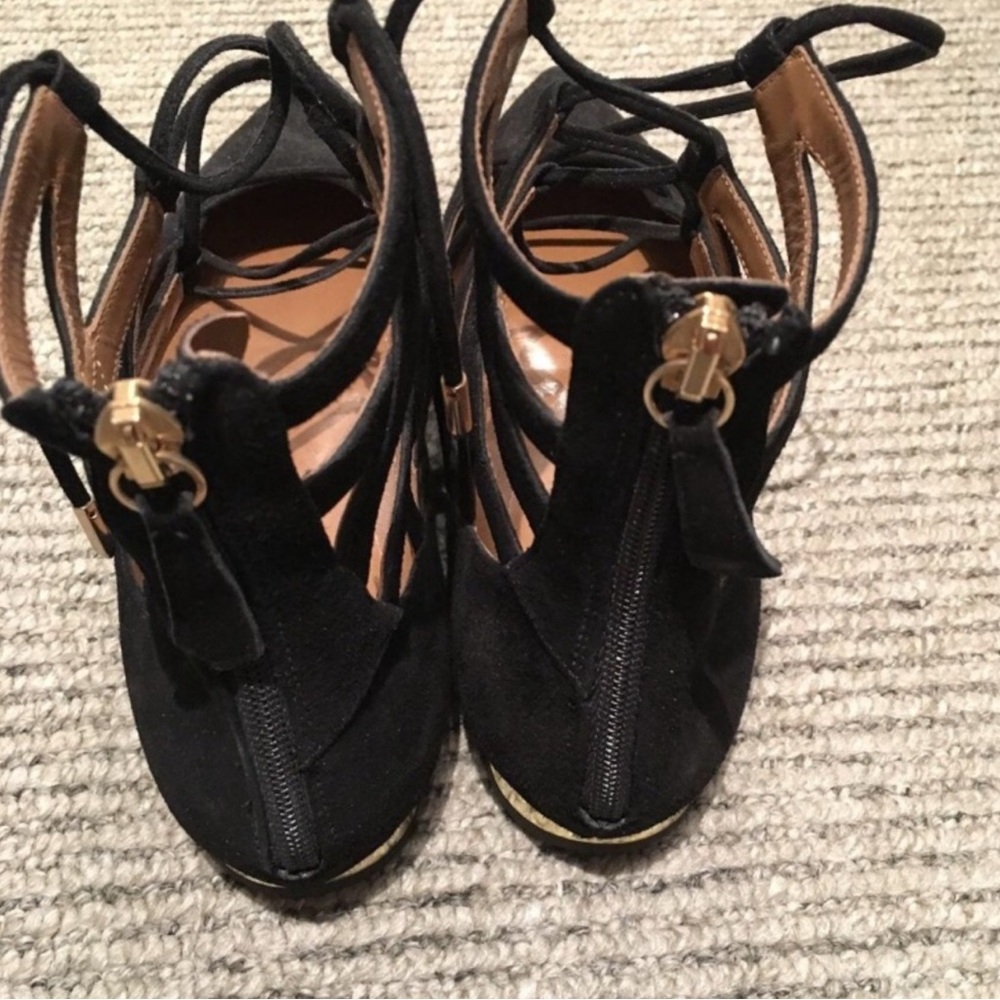 Aquazzura Belgravia black suede lace up flats 36 - Picture 5 of 5